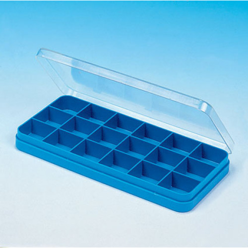 Boîte de rangement plastique 13 compartiments bleu