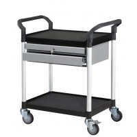 Black multipurpose trolley - 2 drawers - 2 shelves - 860 x 480 x H950 mm