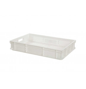 Perforated Euro plastic containers white - 600x400xH90 mm