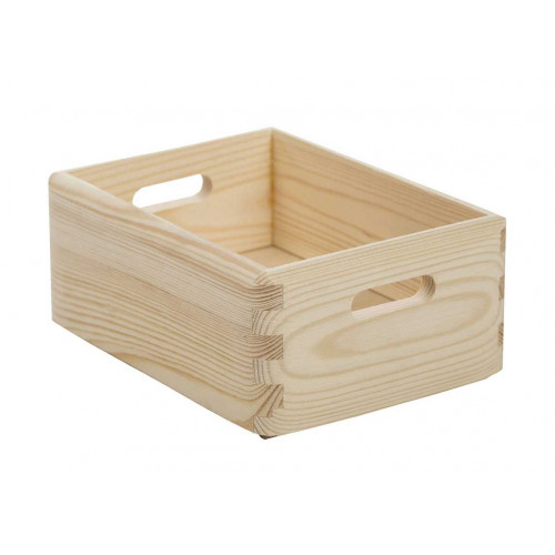 Large Plain Wooden Storage Box, Hinged Lid & Handles, Unpainted