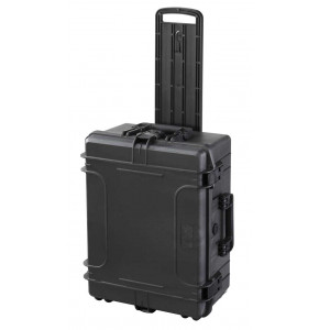 MAX waterproof case with cubed foams and extendable handle - Mallette MAX noire mousses trolley. L.538xH.405xP.195+50mm