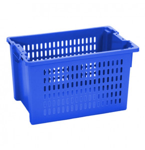 Bac gerbable emboitable parois ajourées et fond plein - 600 x 400 x H350 mm - Bleu