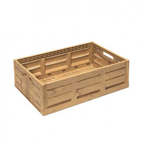 Wood look foldable crate with active lock system - 39 L