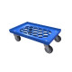 Chariot bleu pour bac 600x400 avec 4 roues pivotantes dont 2 avec frein