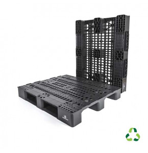 Open deck pallet medium load 2 runners - recycled PP - 1200x1000 mm